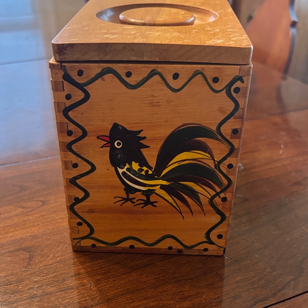 Vintage Wooden Box with Rooster Design